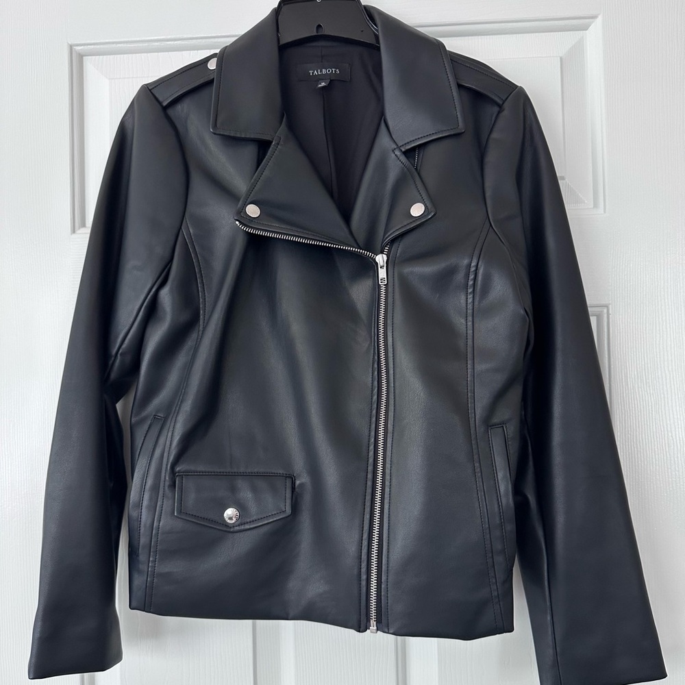 Faux leather jacket.
